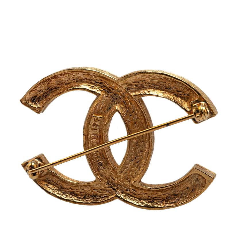 Chanel Gold Plated CC Crystal Brooch Gold Metal Good condition - Inside View