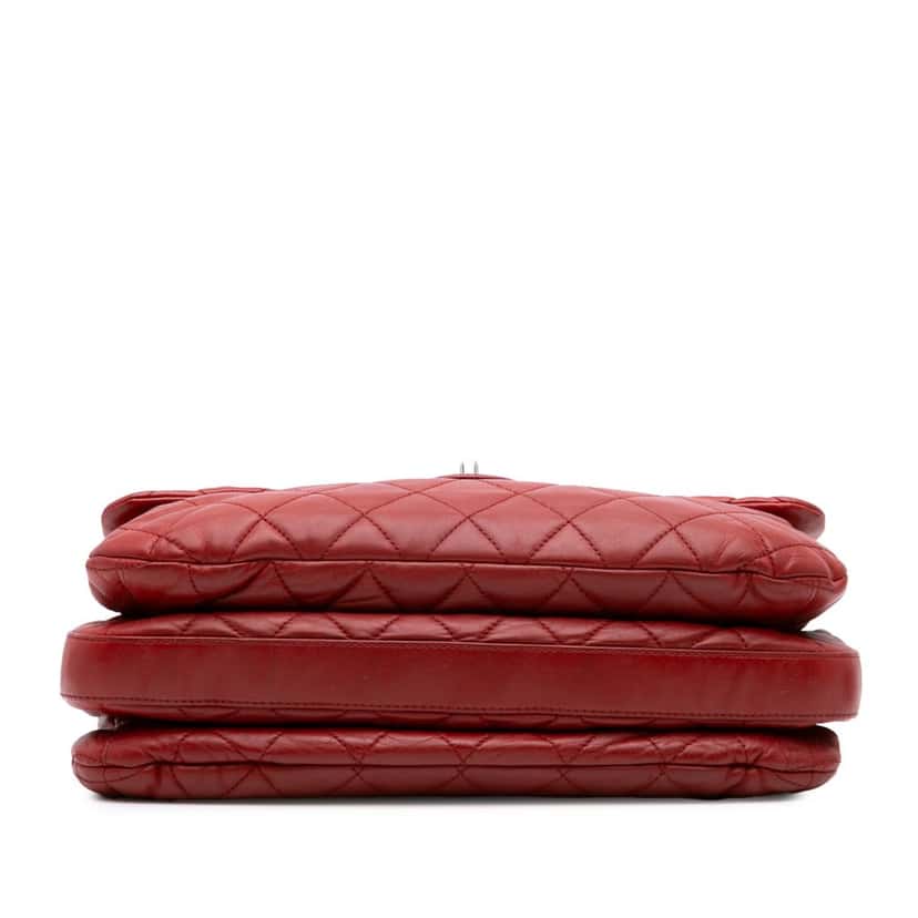 Chanel Maxi Lambskin 3 Accordion Flap Red Leather Good condition - Inside View
