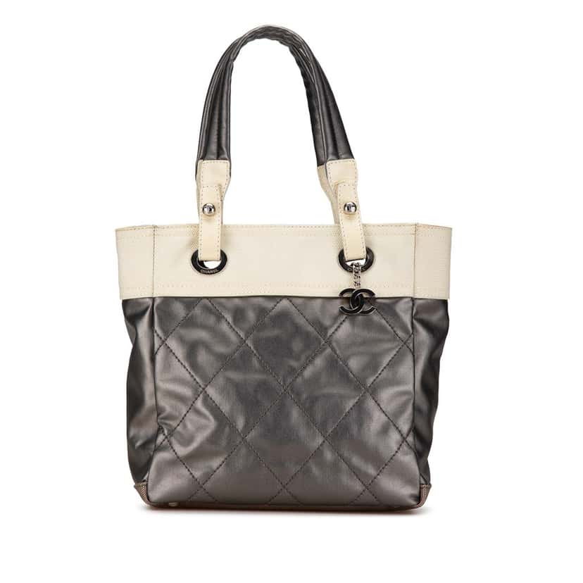 Chanel Small Bicolor Paris-Biarritz Tote Grey Canvas Good condition - Front View