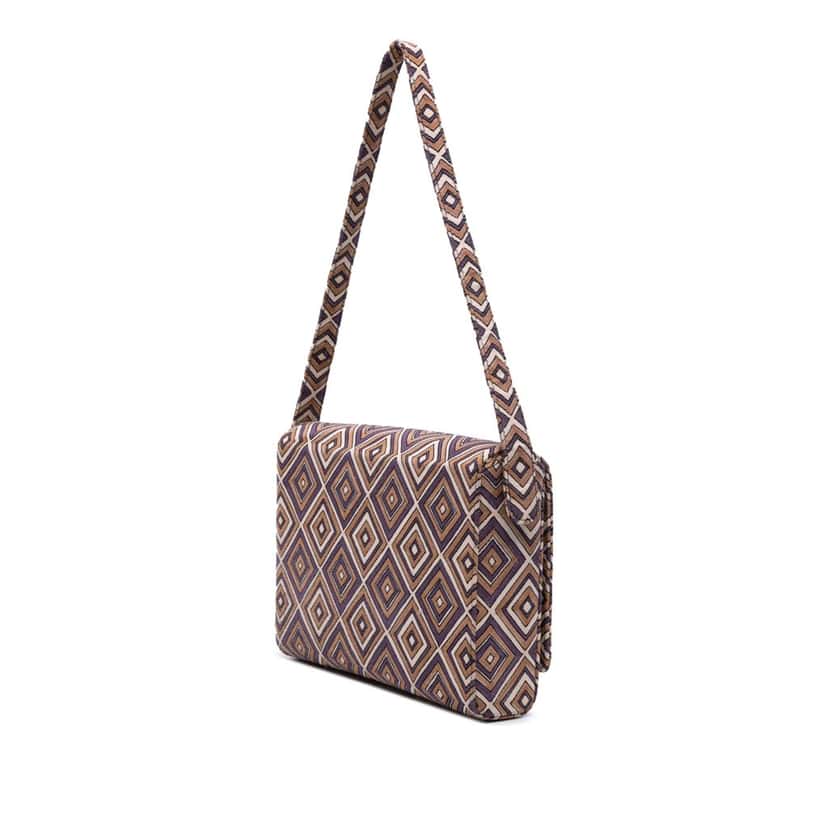 Prada Canvas Geometric Shoulder Bag Brown Canvas Good condition - Back View