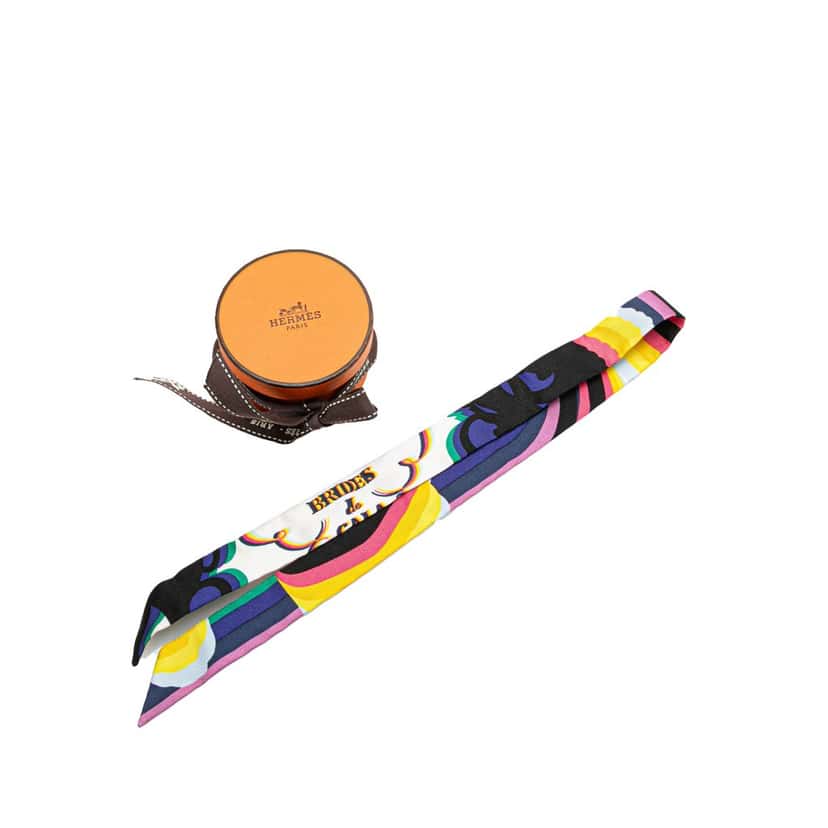 Hermès Brides de Gala Shadow Twilly Silk Scarf Blue Silk Very good condition - Model View