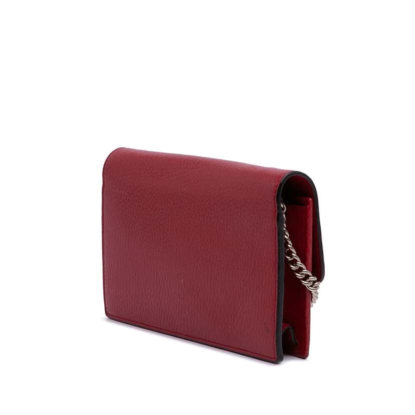 Gucci Leather Interlocking G Dollar Wallet on Chain Red Leather Good condition - Back View