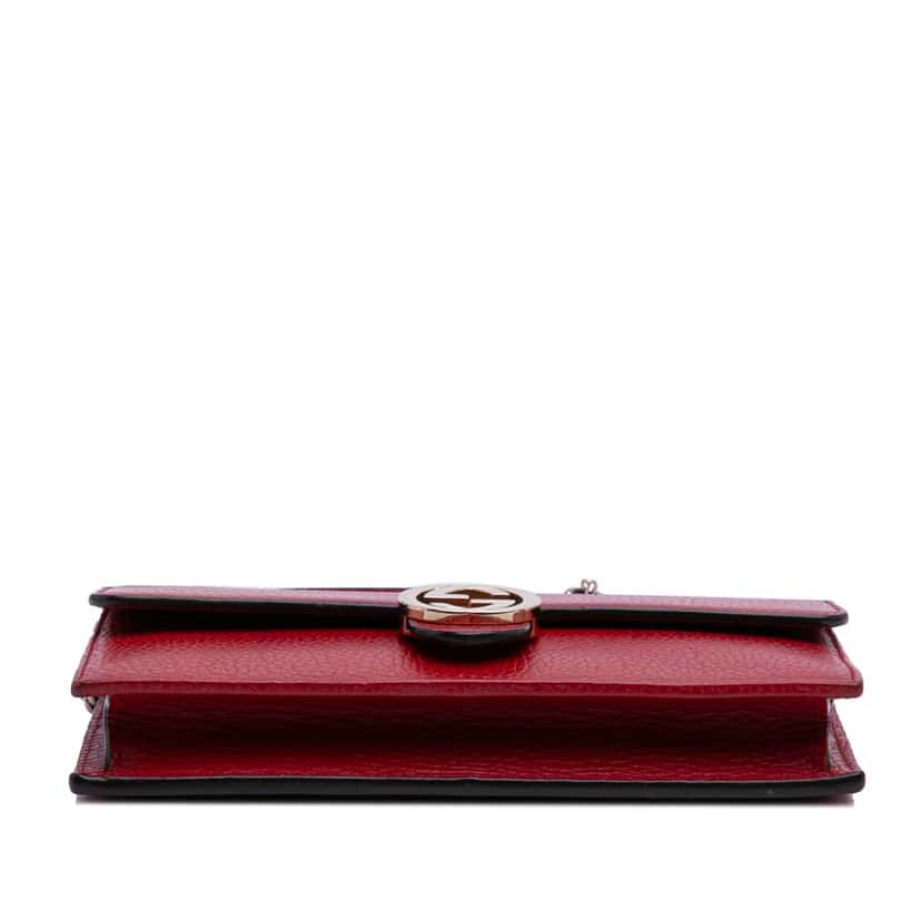 Gucci Leather Interlocking G Dollar Wallet on Chain Red Leather Good condition - Inside View