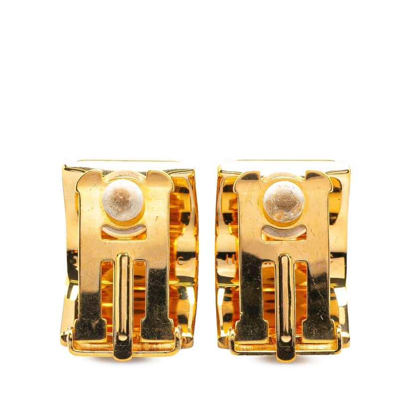 Hermès Enamel Cloisonne Flower Clip On Earrings Yellow Good condition - Back View