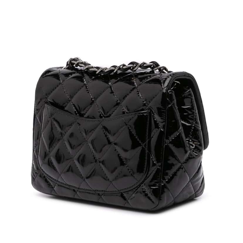 Chanel Mini Square Classic Patent Single Flap Black Leather Good condition - Back View