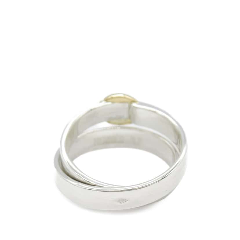 Hermès Sterling Silver and 18K Yellow Gold Double Tour Buckle Ring Silver Silver Good condition - Back View