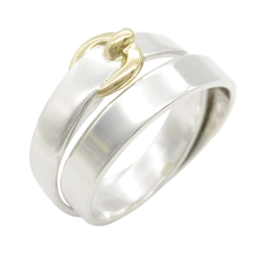 Hermès Sterling Silver and 18K Yellow Gold Double Tour Buckle Ring Silver Silver Good condition - Inside View