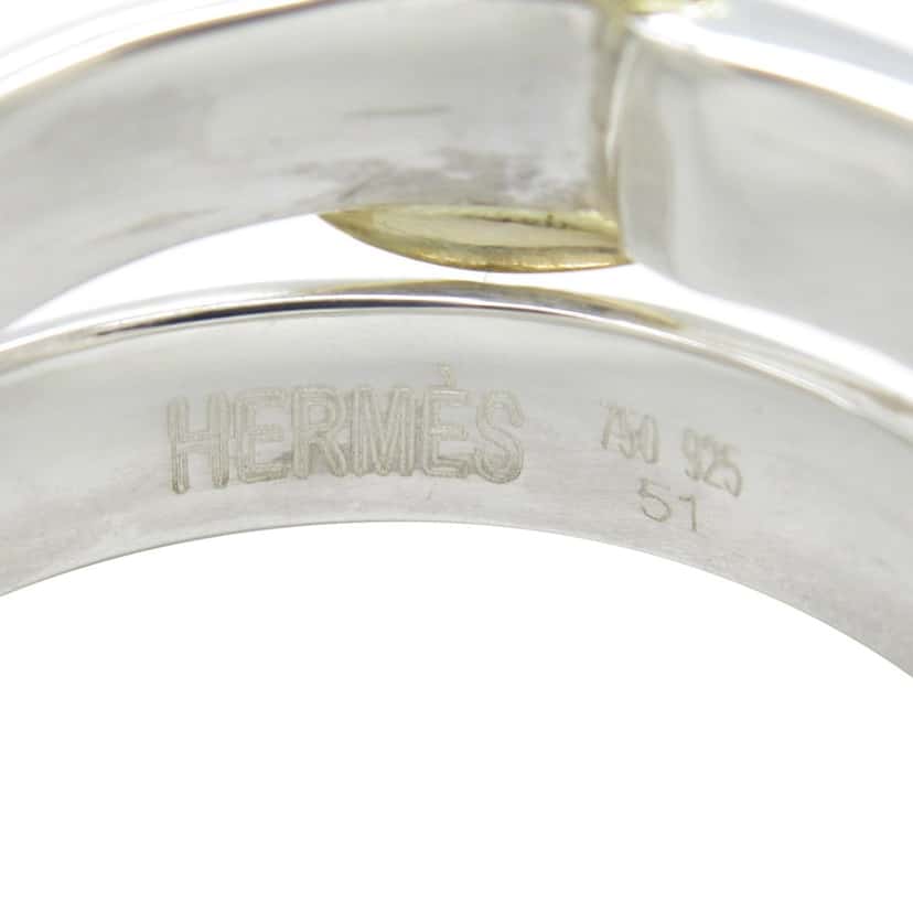 Hermès Sterling Silver and 18K Yellow Gold Double Tour Buckle Ring Silver Silver Good condition - Model View