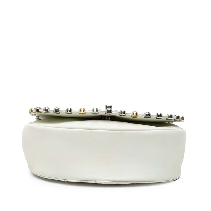 Chanel Small Quilted Lambskin Studded Bubble Flap White Leather Good condition - Inside View