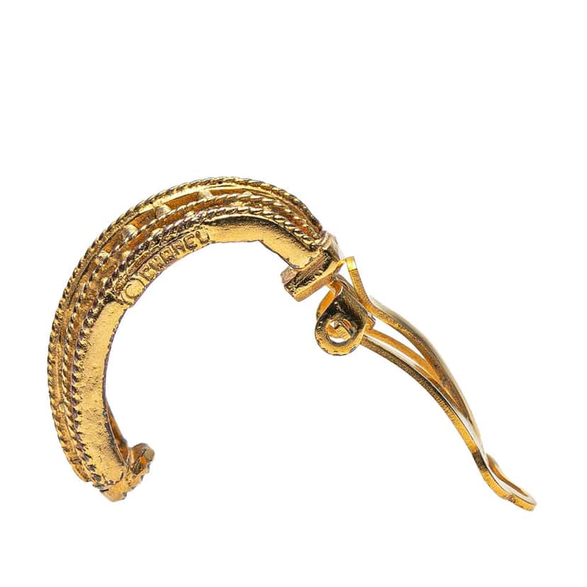 Chanel Gold Plated Hoop Clip on Earrings Gold Metal Good condition - Inside View