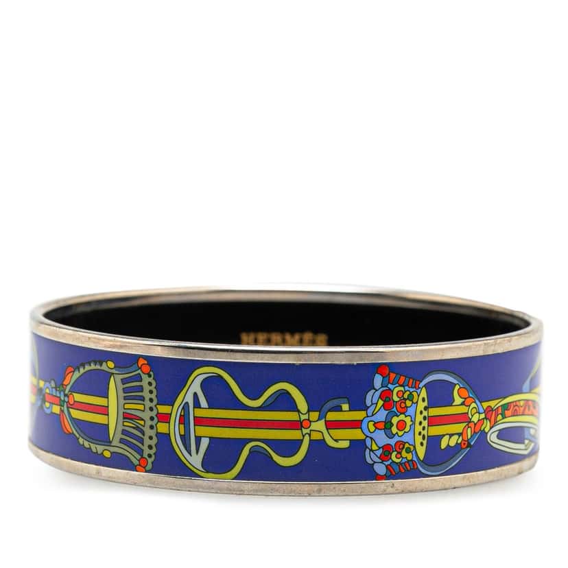 Hermès Wide Cloissone Enamel Bangle 65 Blue Good condition - Front View