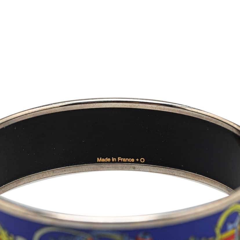 Hermès Wide Cloissone Enamel Bangle 65 Blue Good condition - Box View