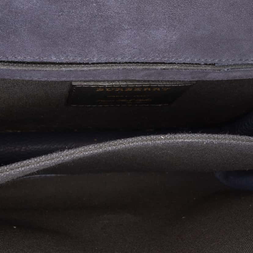 Burberry Small Leather and House Check Canvas Derby Macken Crossbody Blue Canvas Good condition - Model View
