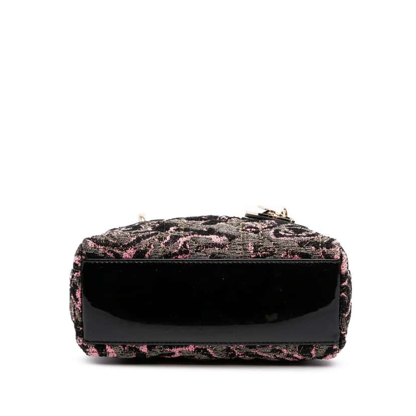 Dior Mini Tweed Rose Embroidered Lady Dior Pink Tweed Good condition - Inside View