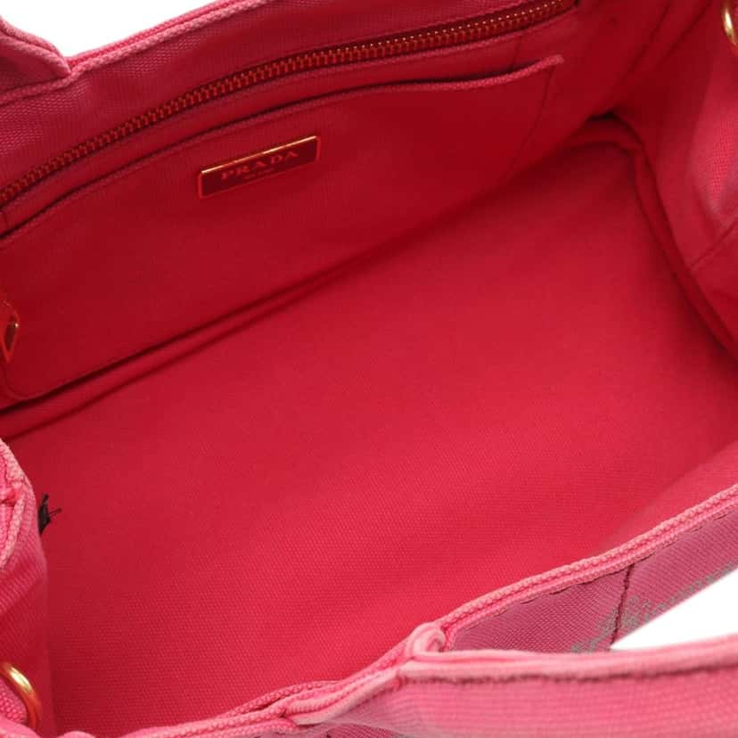 Prada Small Canvas Canapa Logo Satchel Pink Canvas Good condition - Model View