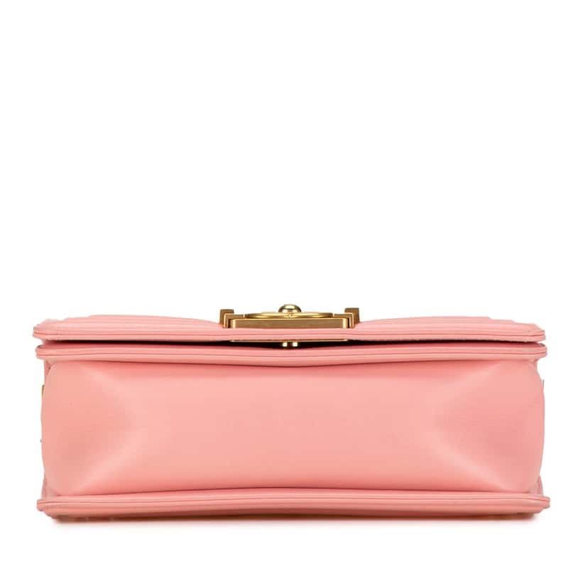 Chanel Small Braided Chevron Cotton and Lambskin Boy Flap Pink Cotton Good condition - Model View