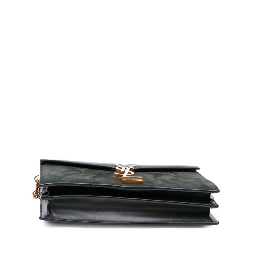 Saint Laurent Suede and Calfskin Monogram Cassandra Clasp Bag Green Leather Good condition - Inside View