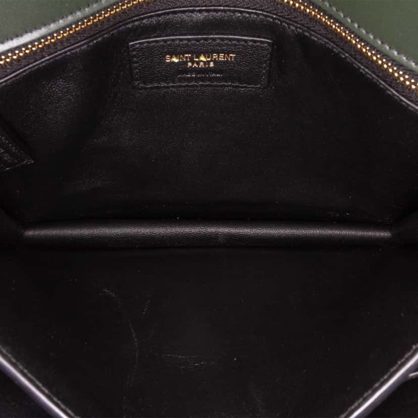 Saint Laurent Suede and Calfskin Monogram Cassandra Clasp Bag Green Leather Good condition - Box View