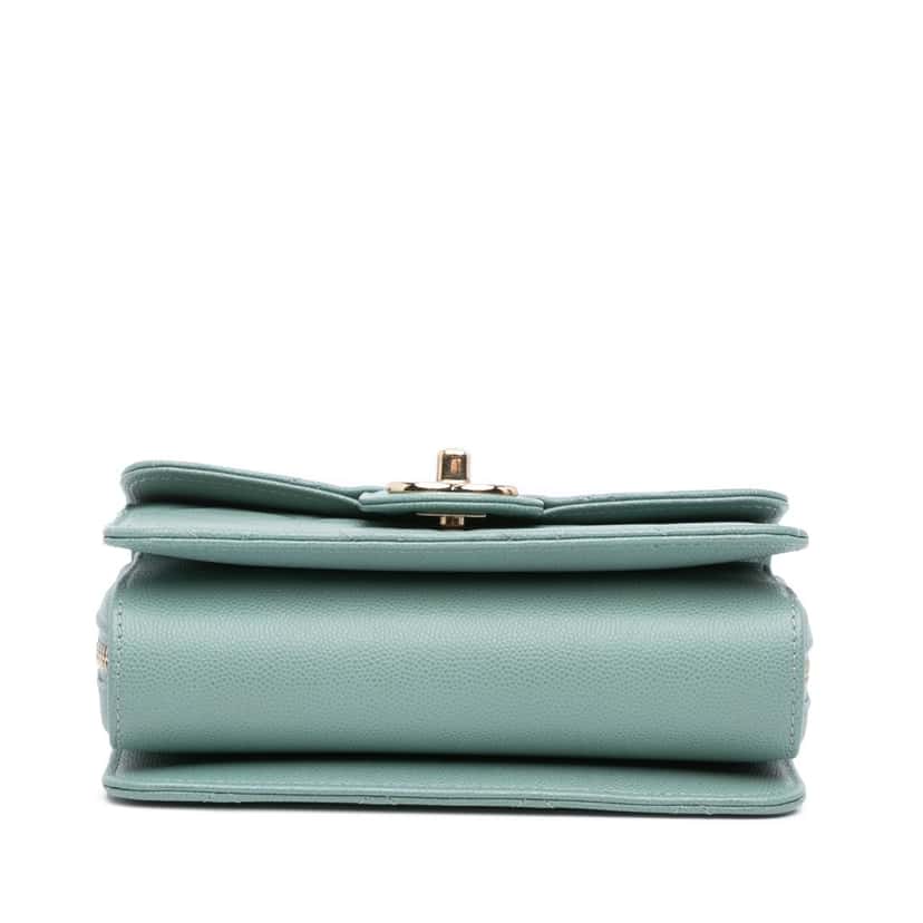 Chanel Mini Caviar Like a Wallet Flap Blue Leather Good condition - Inside View