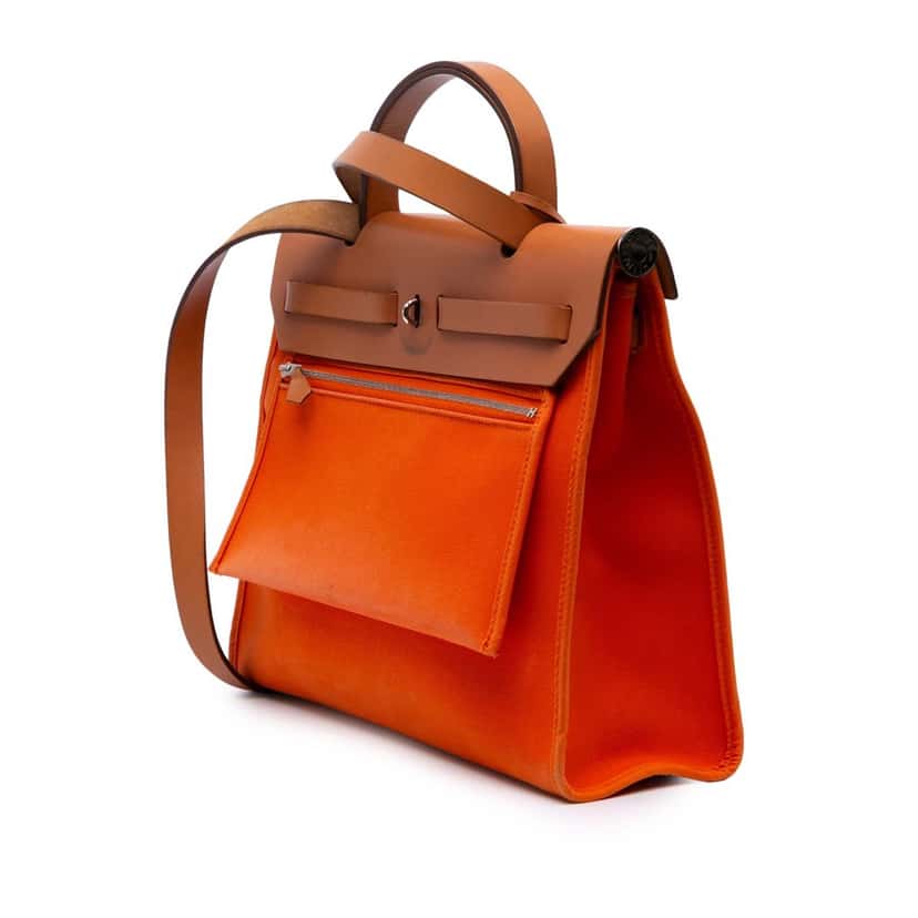 Hermès Toile Herbag Zip 31 Orange Canvas Good condition - Back View