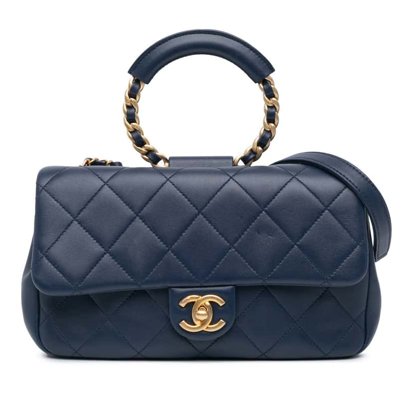 Chanel Medium Lambskin In the Loop Flap Blue Leather Good condition - Front View