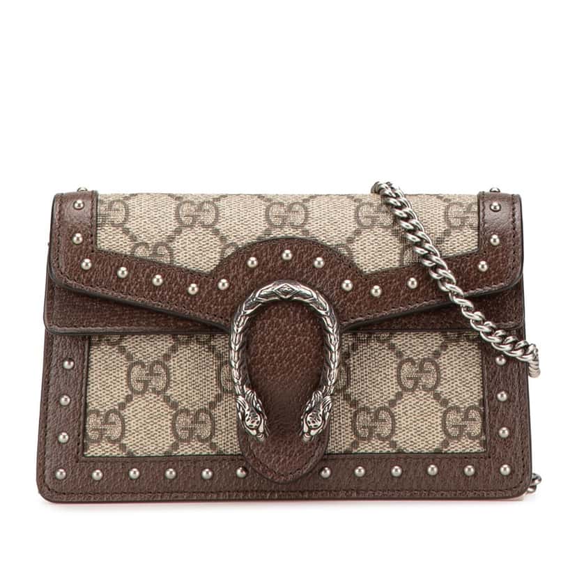 Gucci Super Mini GG Supreme Studs Dionysus Crossbody Brown Canvas Good condition - Front View