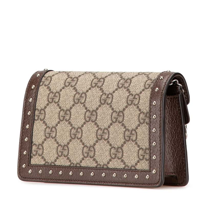 Gucci Super Mini GG Supreme Studs Dionysus Crossbody Brown Canvas Good condition - Back View