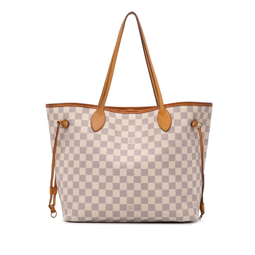 Louis Vuitton Damier Azur Neverfull MM White Canvas Good condition - Front View