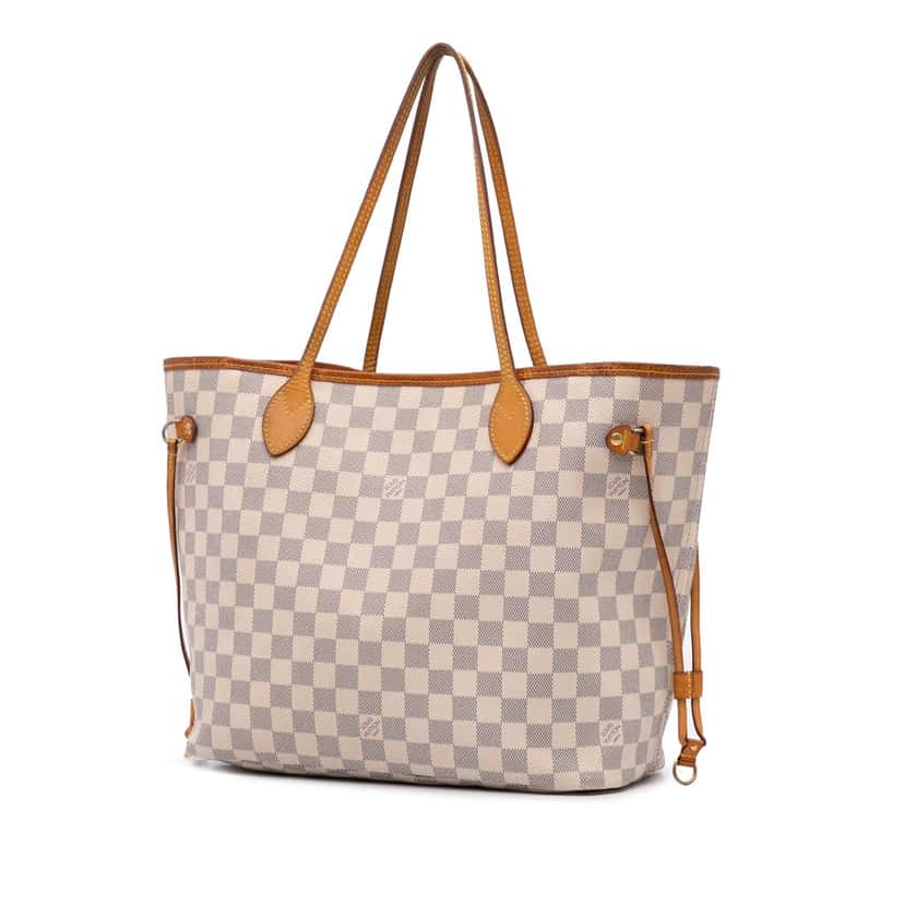 Louis Vuitton Damier Azur Neverfull MM White Canvas Good condition - Back View