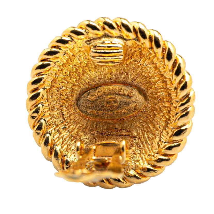 Chanel Gold Plated CC Round Clip On Earrings Gold Metal Good condition - Inside View
