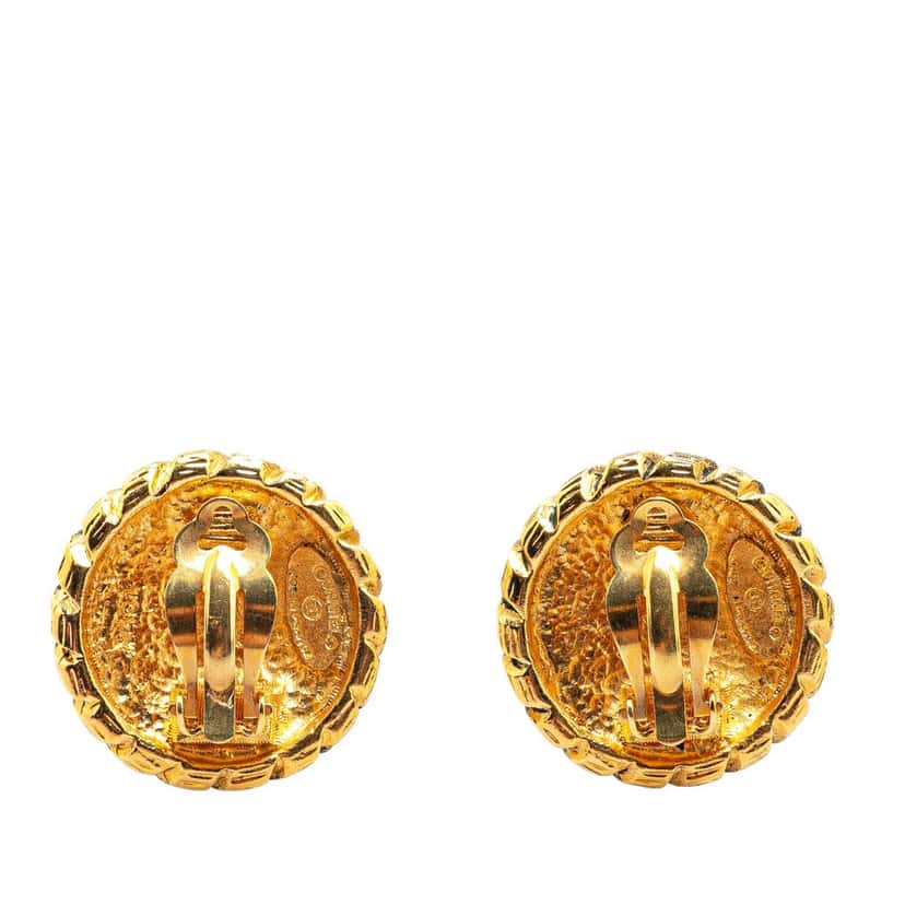 Chanel Gold Plated CC Clip On Earrings Gold Metal Good condition - Back View