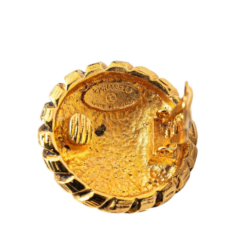 Chanel Gold Plated CC Clip On Earrings Gold Metal Good condition - Inside View