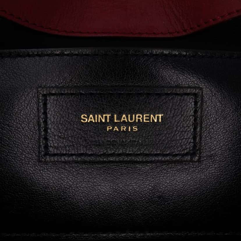 Saint Laurent Medium Iridescent Calfskin Triquilt Monogram College Bag Red Leather Good condition - Box View