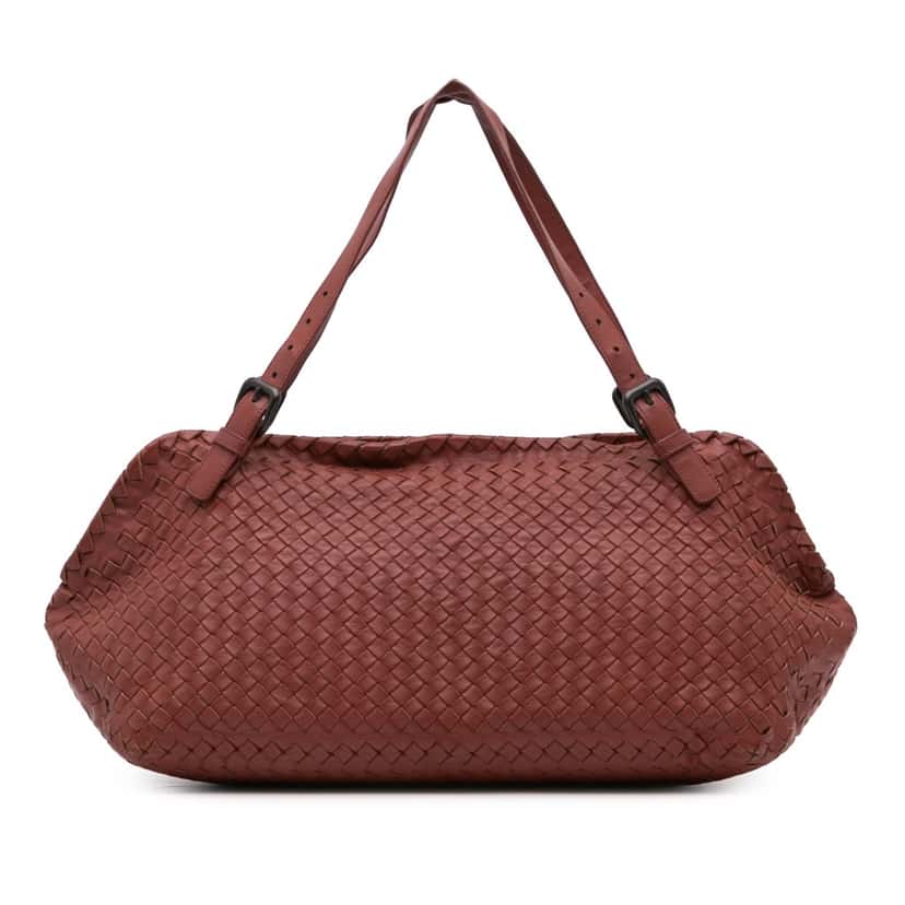 Bottega Veneta Nappa Intrecciato Tote Red Leather Good condition - Front View