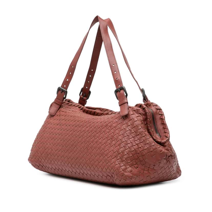 Bottega Veneta Nappa Intrecciato Tote Red Leather Good condition - Back View