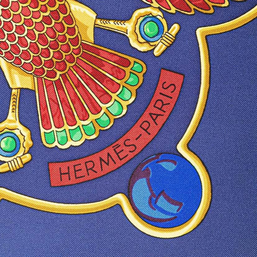 Hermès Scarabees Et Pectoraux Silk Scarf Blue Silk Good condition - Back View