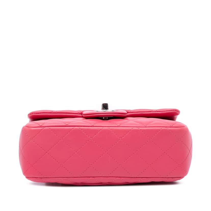 Chanel Mini Rectangular Classic Lambskin Single Flap Pink Leather Good condition - Inside View