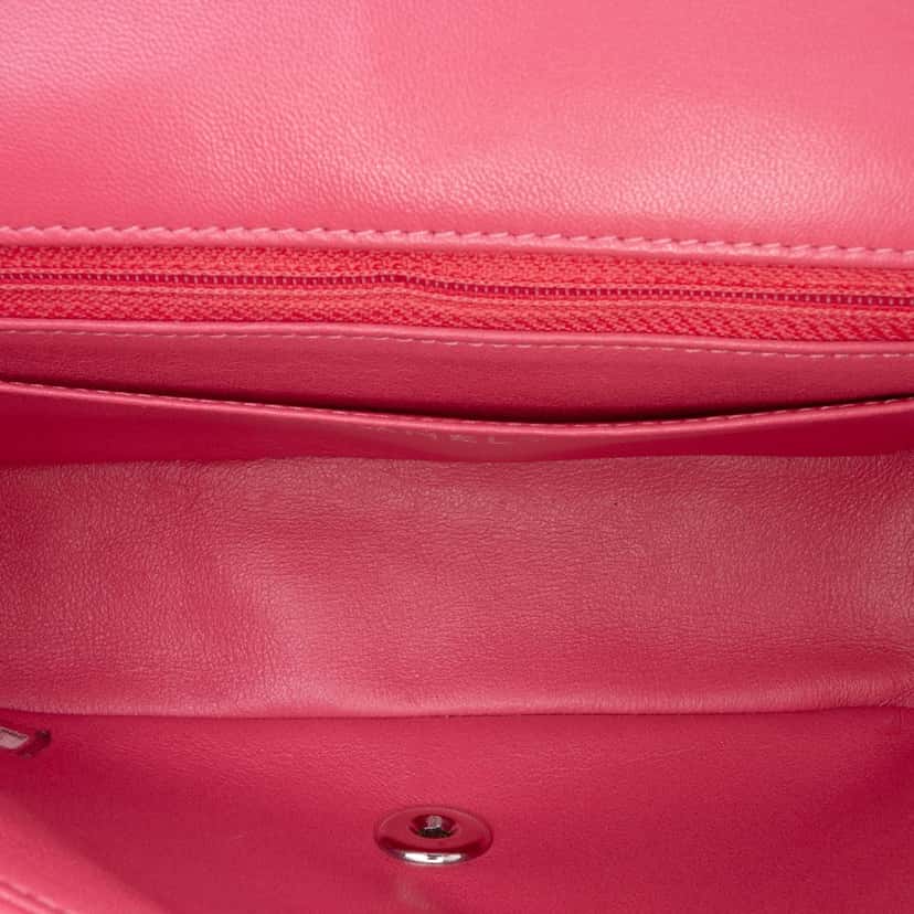 Chanel Mini Rectangular Classic Lambskin Single Flap Pink Leather Good condition - Model View