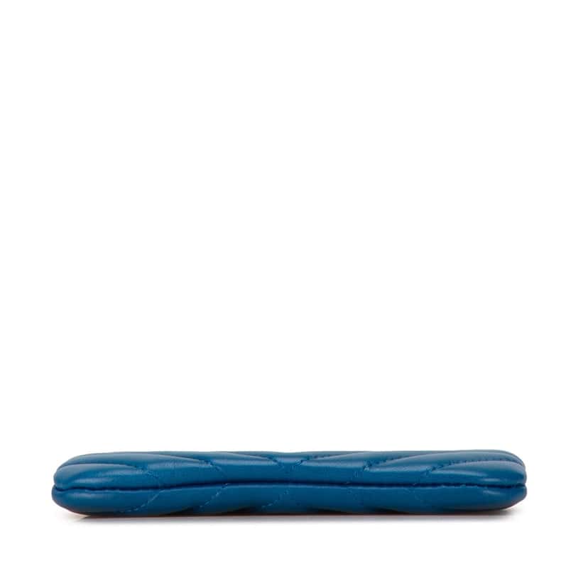 Chanel Chevron Lambskin O Case Pouch Blue Leather Good condition - Model View