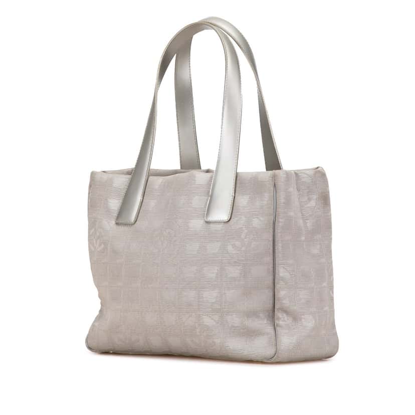 Chanel New Travel Line Nylon Tote Grey Fair condition - Back View