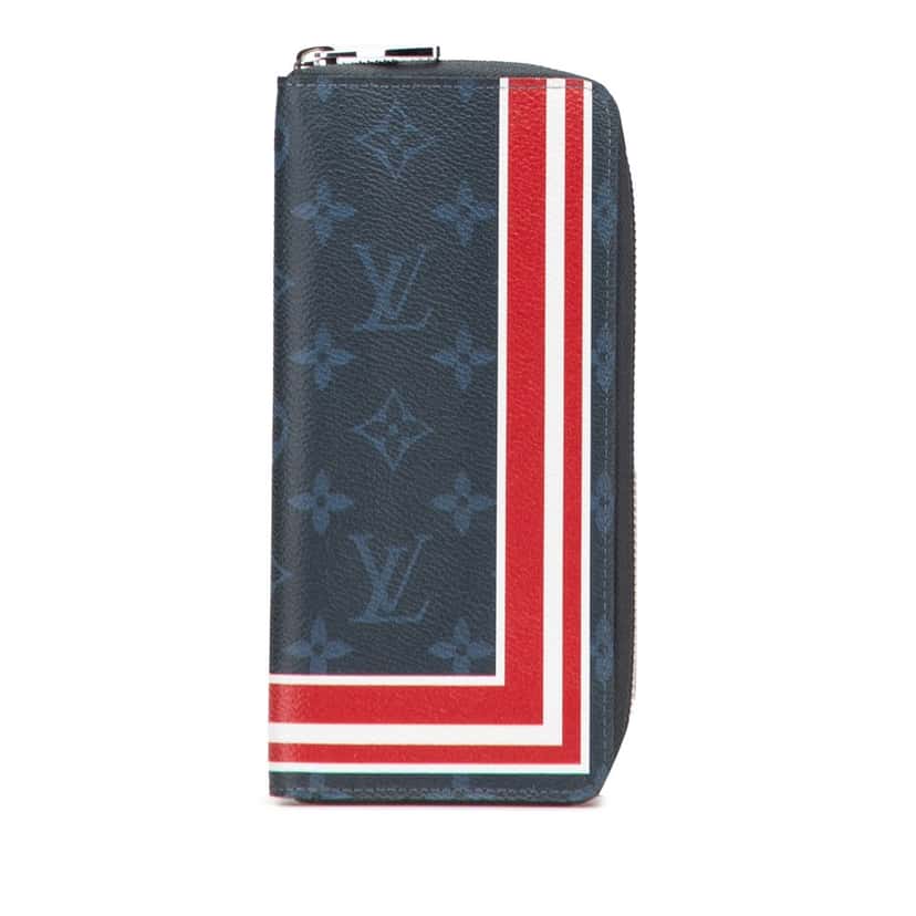 Louis Vuitton Monogram Cobalt Striped Vertical Zippy Wallet Blue Canvas Good condition - Front View