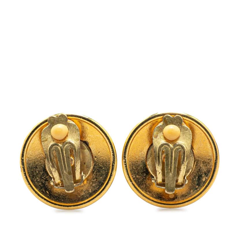 Hermès Gold Plated Horn Sellier Clip On Earrings Gold Metal Good condition - Inside View