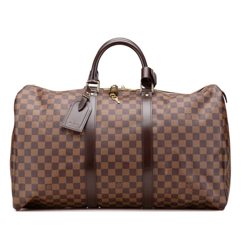 Louis Vuitton Damier Ebene Keepall 50 Brown Canvas Good condition - Front View