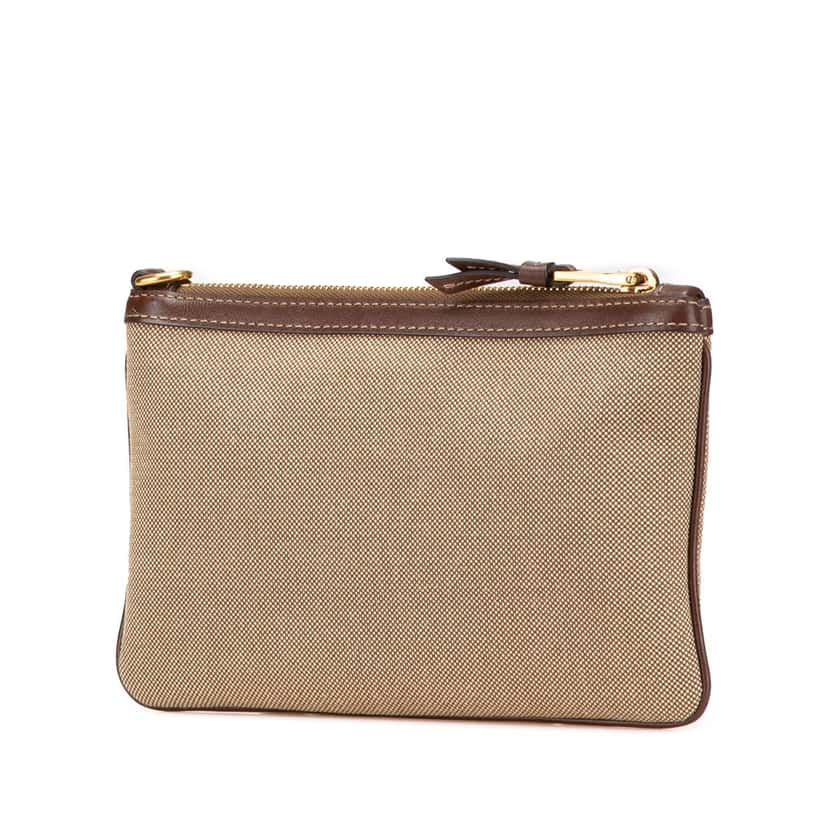 Prada Canvas Logo Pouch Brown Canvas Good condition - Back View
