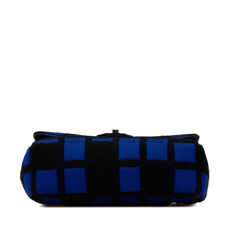 Chanel Medium Jersey Grid Single Flap Black Cotton Good condition - Inside View