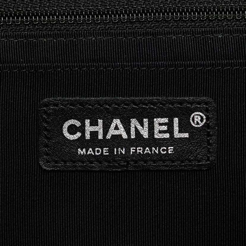 Chanel Medium Jersey Grid Single Flap Black Cotton Good condition - Box View