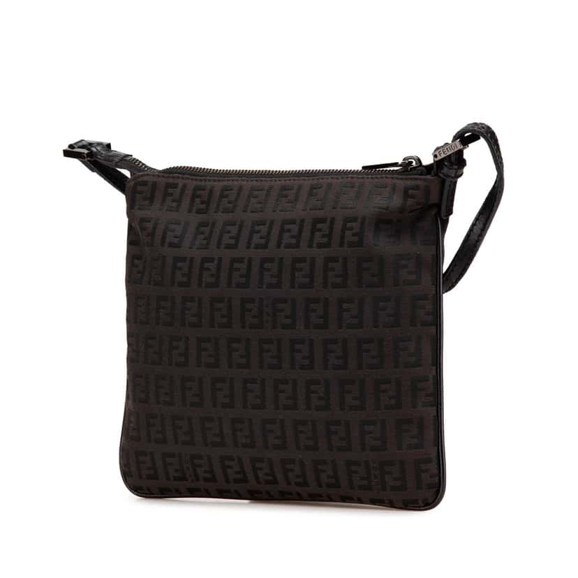 Fendi Zucchino Canvas Crossbody Brown Canvas Good condition - Back View