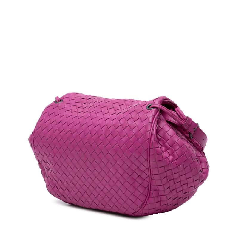 Bottega Veneta Nappa Intrecciato Flap Crossbody Pink Leather Very good condition - Back View