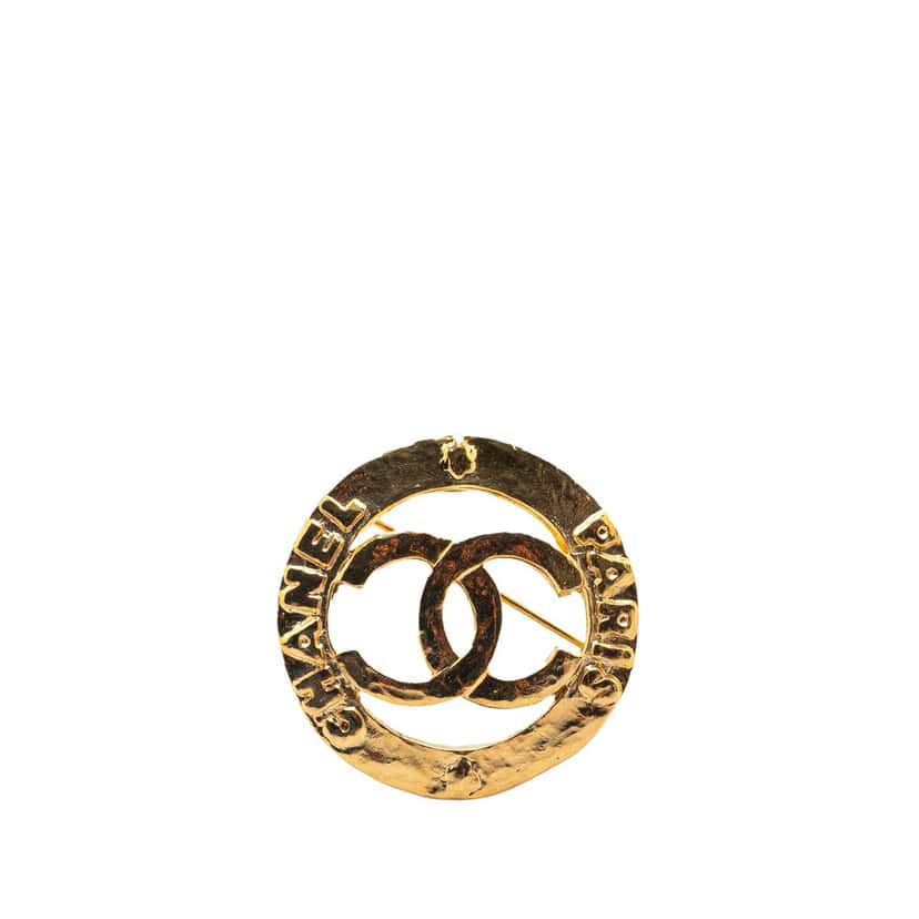Chanel Gold Plated CC Brooch Gold Metal Good condition - Front View