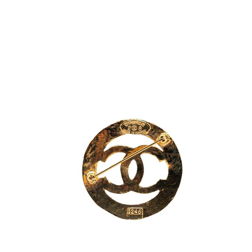 Chanel Gold Plated CC Brooch Gold Metal Good condition - Back View